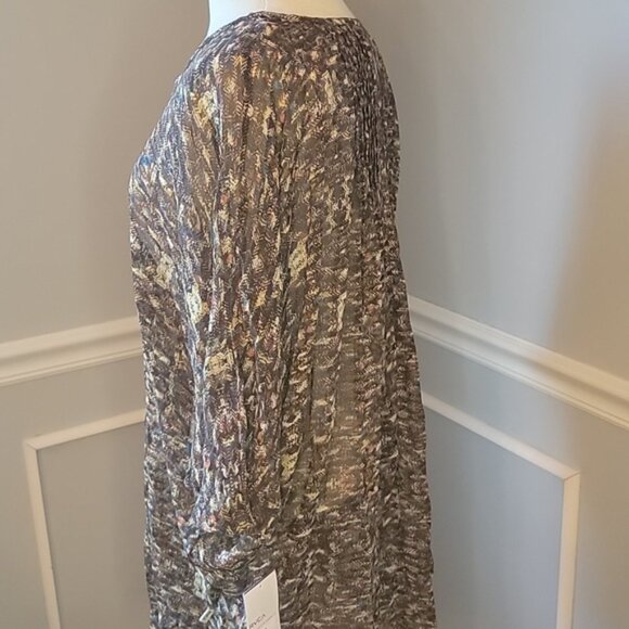 RVCA NeW Campeche Dolman Oversized Sheer Scoop Neck Pintuck Tunic Top Sz XS - Picture 2 of 9